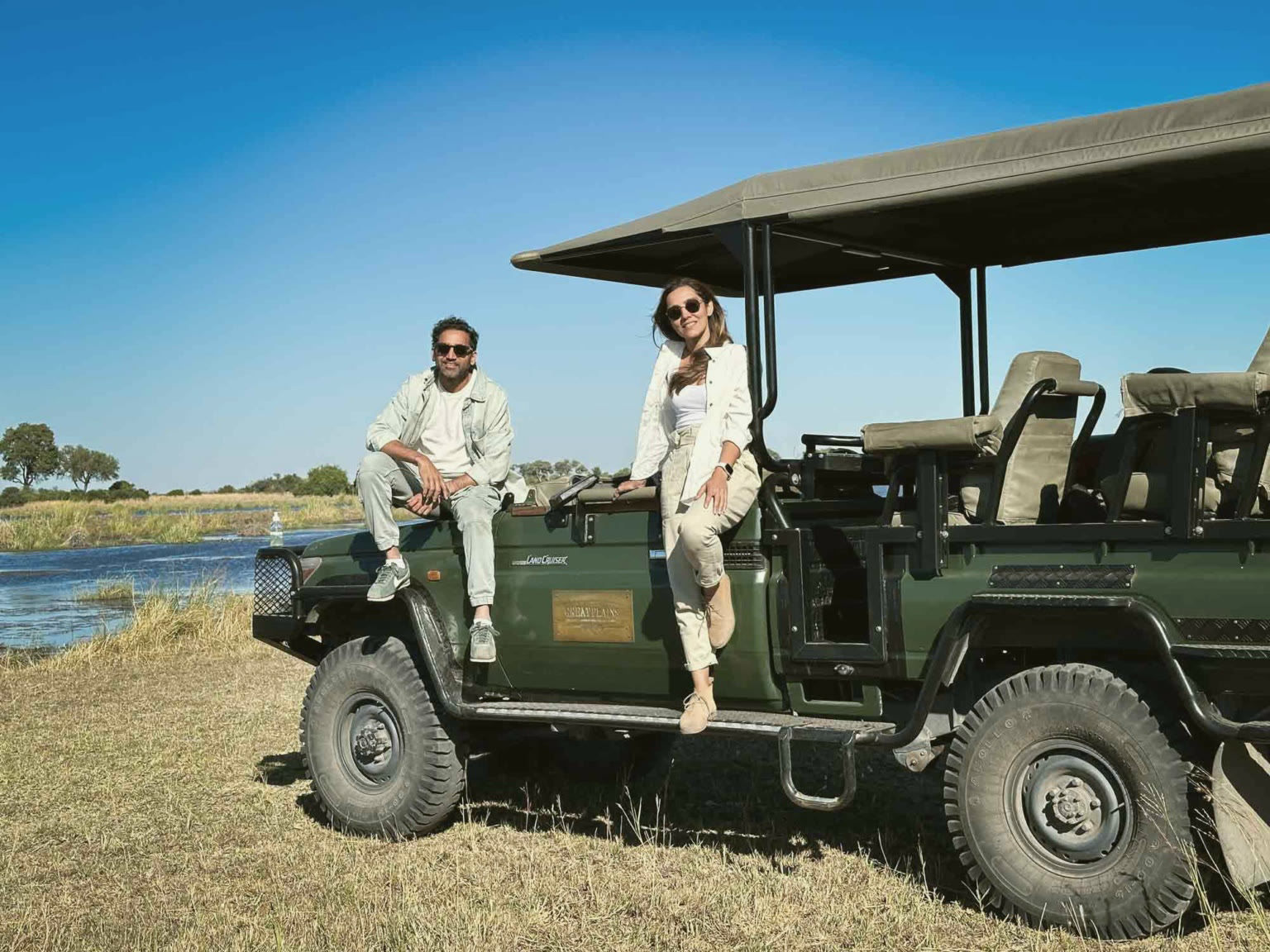 Kanika Gandhi and Devrath on a safari vehicle